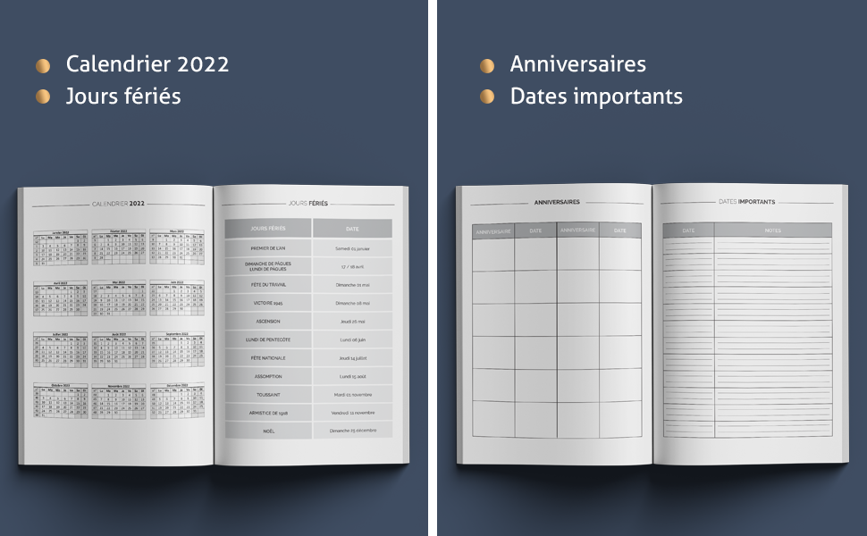 Agenda 2022 journalier a4 noir 1 jour par page janvier décembre 2022 planificateur journalier 2022