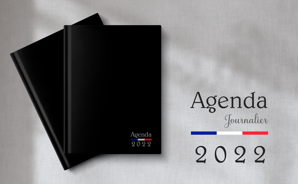 Agenda 2022 journalier a4 noir 1 jour par page janvier décembre 2022 planificateur journalier 2022