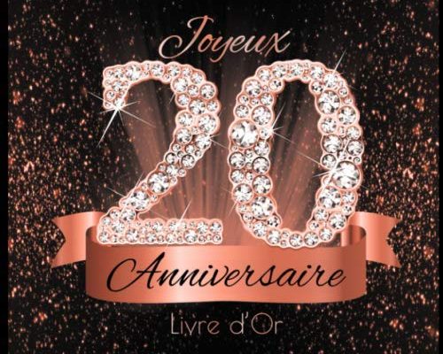 Livre d'Or: 20 Ans Anniversaire Souvenir Or Rose Noir I Félicitations Écrites I Registre Des Cadeaux I Idée Cadeau pour les 20 Ans I Joyeux Anniversaire Diamant Décoration