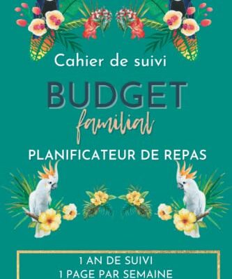 Cahier de suivi BUDGET Familial A5 Jungle en COULEUR, Planificateur de Repas inclus, 1 an de suivi, 1 page par semaine, 1 page bilan par mois: Cahier ... Budget Maman, Livre Budget, Agenda Famille